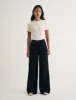 Khaki Twill Pleated Wide Leg Ava Trousers sold by Nobody's Child