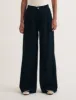 Khaki Twill Pleated Wide Leg Ava Trousers sold by Nobody's Child