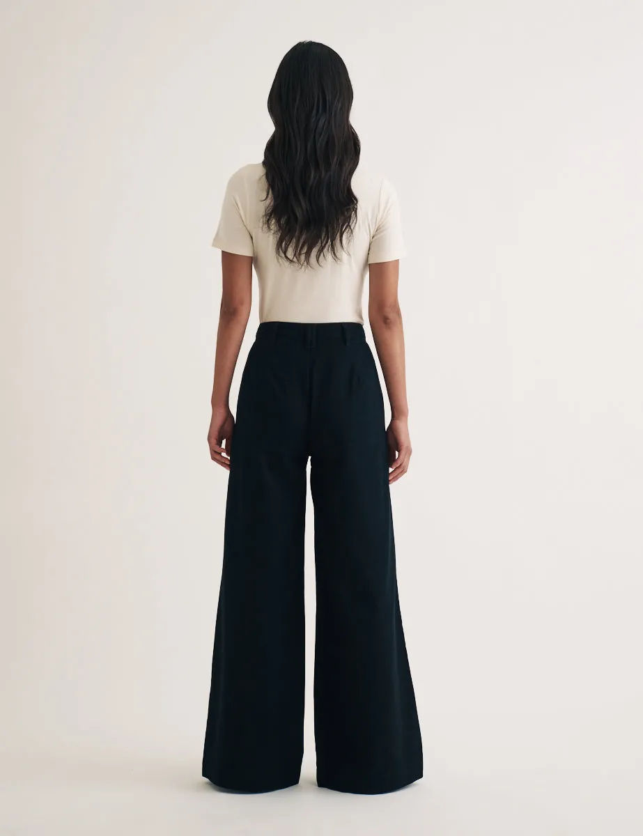 Khaki Twill Pleated Wide Leg Ava Trousers sold by Nobody's Child product image thumbnail 4