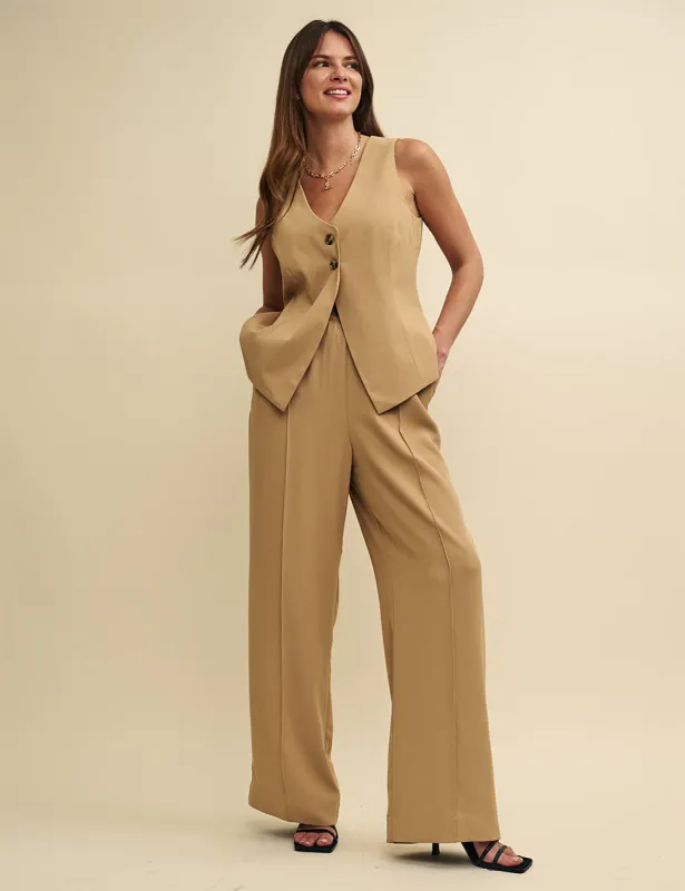 Camel Pull-On Tailored Trousers sold by Nobody's Child