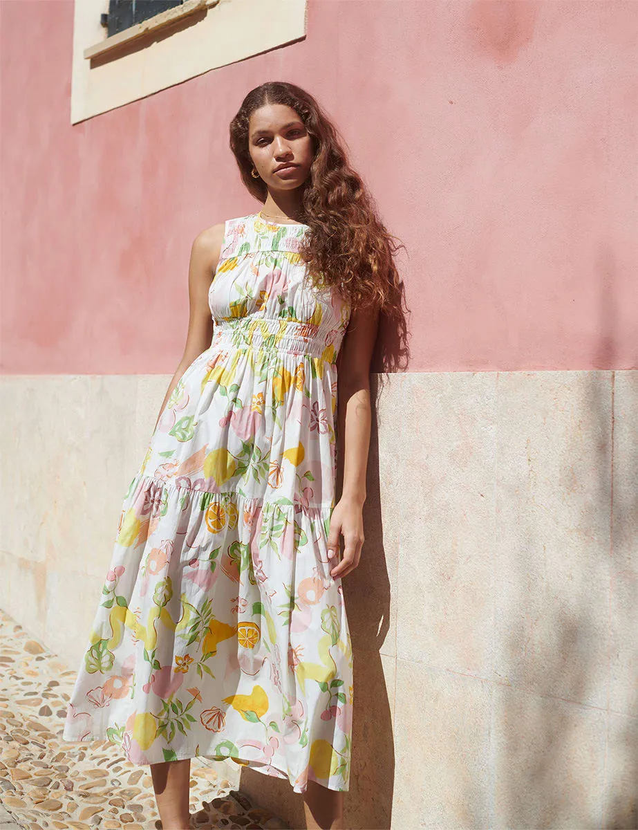 Watercolour Fruit Print Elora Midaxi Dress sold by Nobody's Child