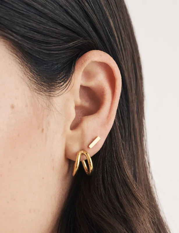 Gold Double Huggie Hoops & Bar Stud Earrings sold by Nobody's Child