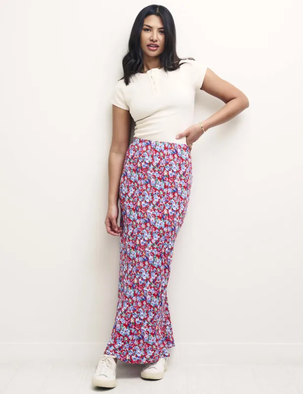 Red Floral Mila Midi Skirt sold by Nobody's Child