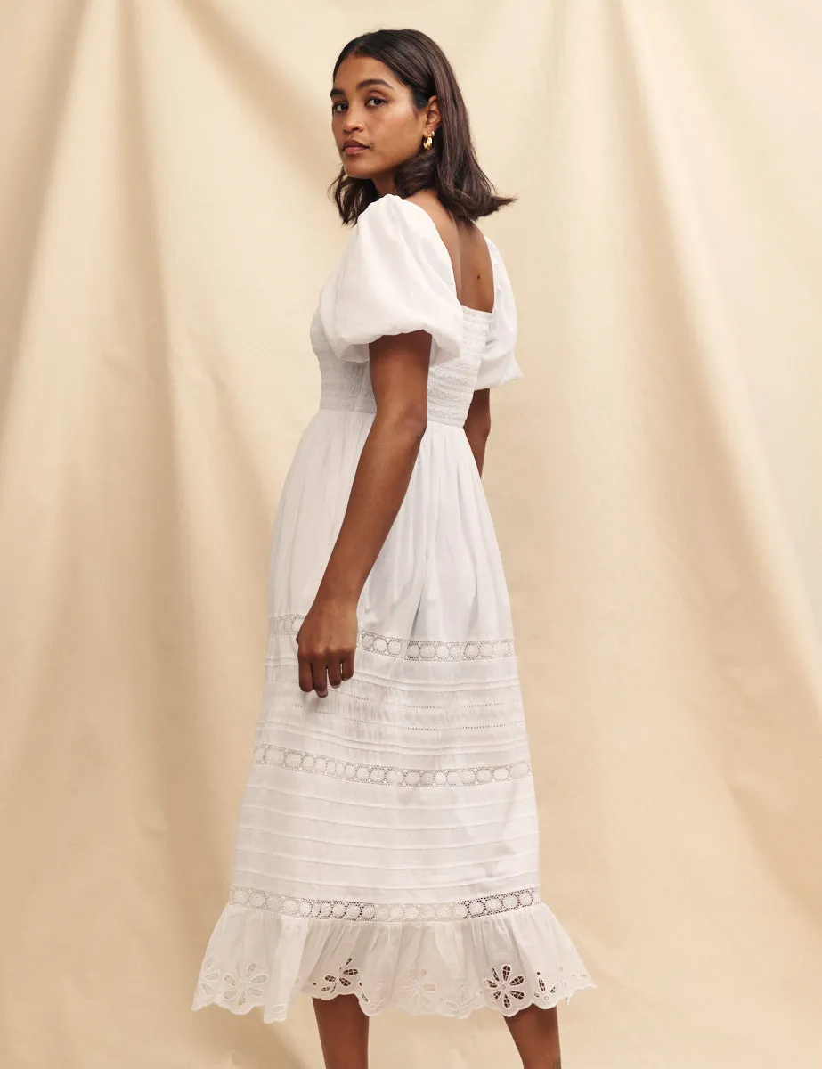 White Broderie Anglaise Petra Midi Dress sold by Nobody's Child product image thumbnail 4