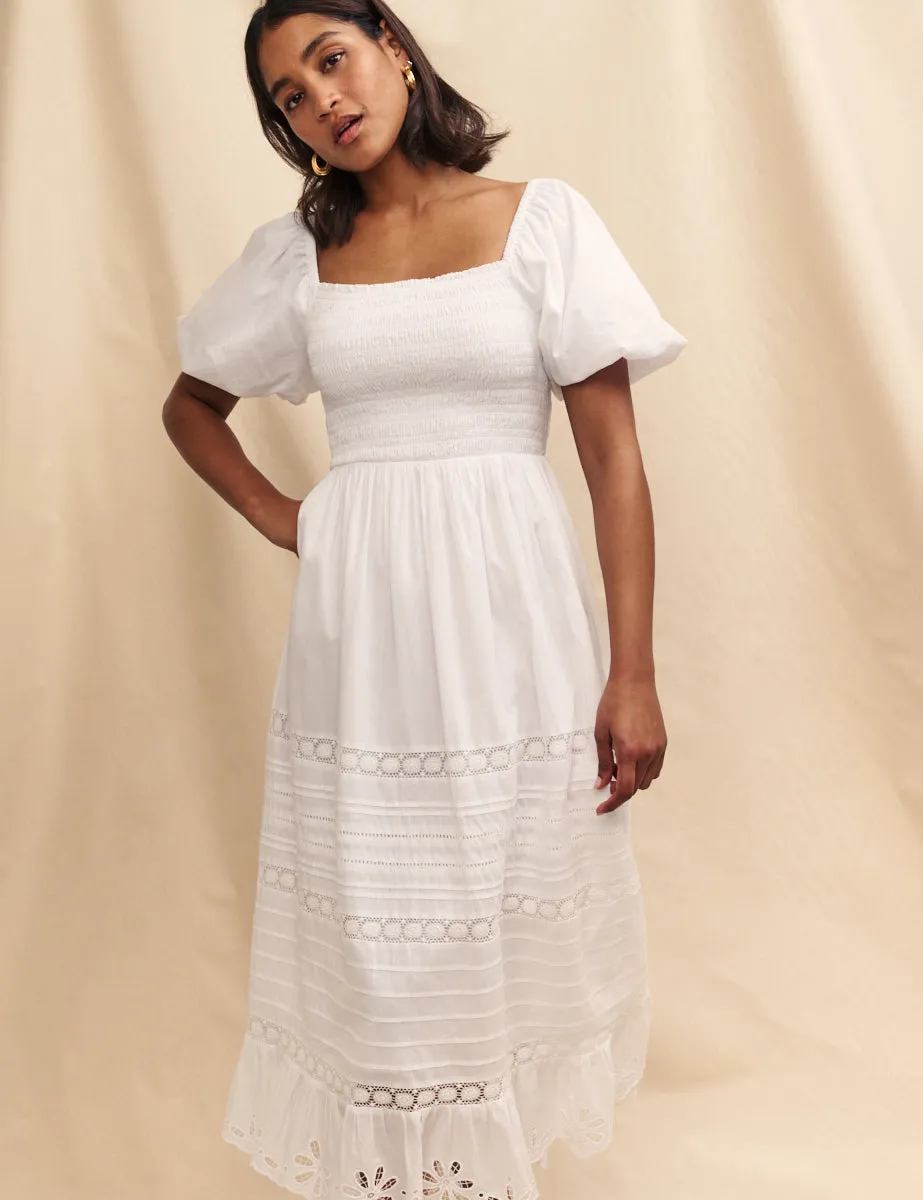 White Broderie Anglaise Petra Midi Dress sold by Nobody's Child product image thumbnail 3
