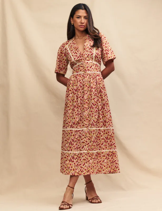 Pink Floral Sorcha Midi Dress sold by Nobody's Child