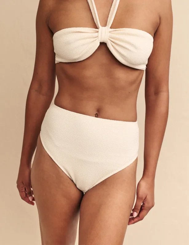 Cream High Waisted Bikini Bottoms sold by Nobody's Child