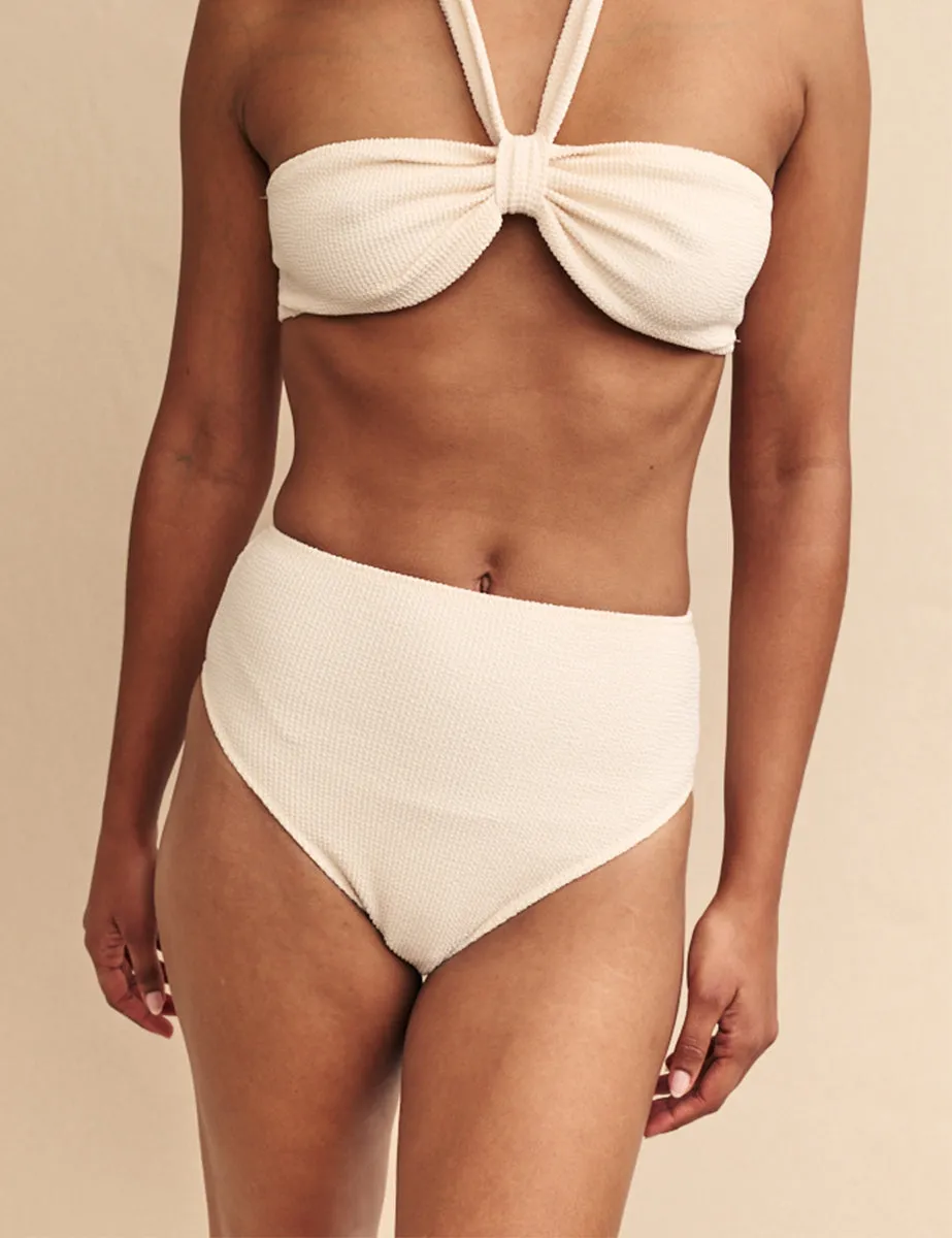 Cream High Waisted Bikini Bottoms sold by Nobody's Child