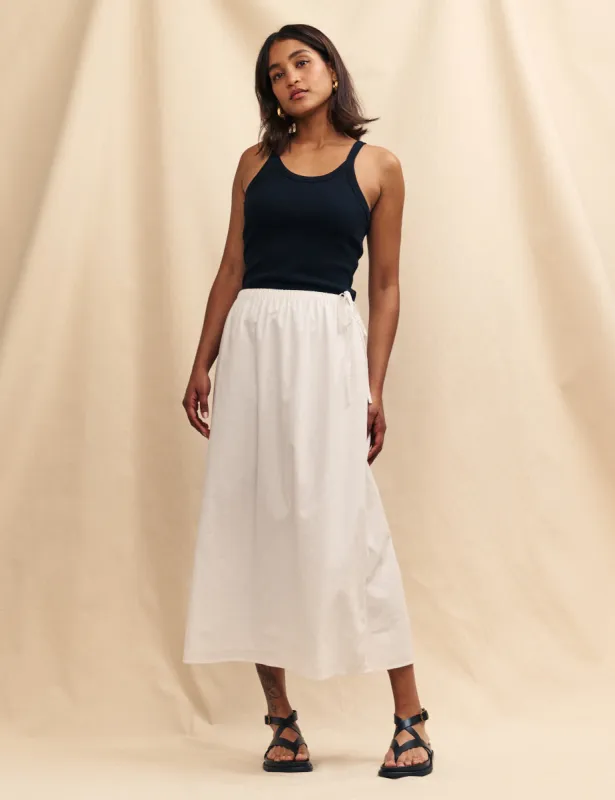 White Linen-blend Monie Midi Skirt sold by Nobody's Child