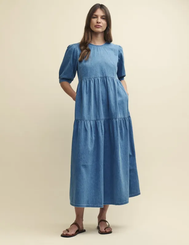 Denim Blue Smock Rochelle Midi Dress sold by Nobody's Child