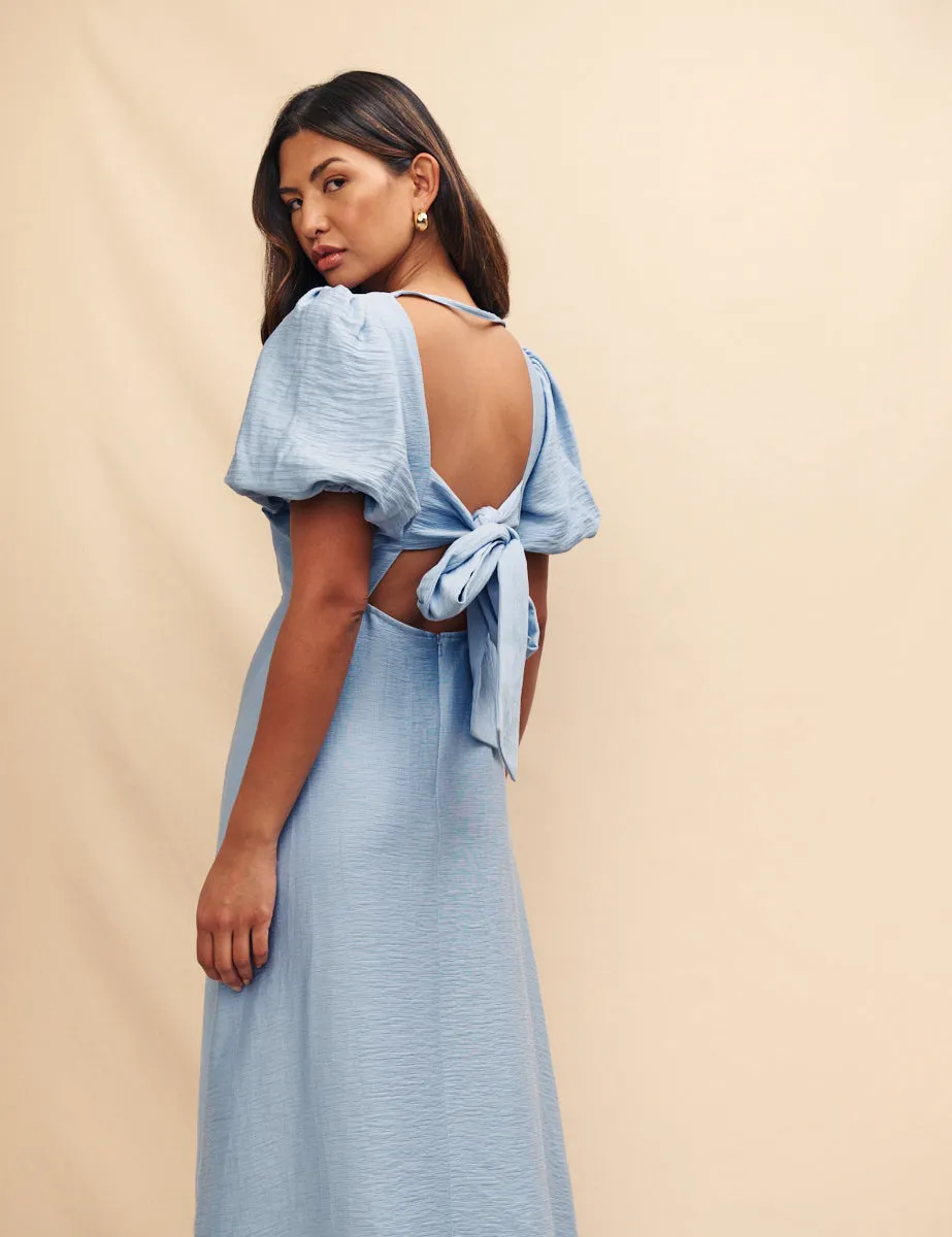 Blue Balloon Sleeve Zola Midi Dress sold by Nobody's Child product image thumbnail 2