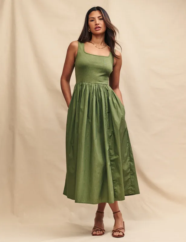 Green Colorado Skater Midi Dress sold by Nobody's Child