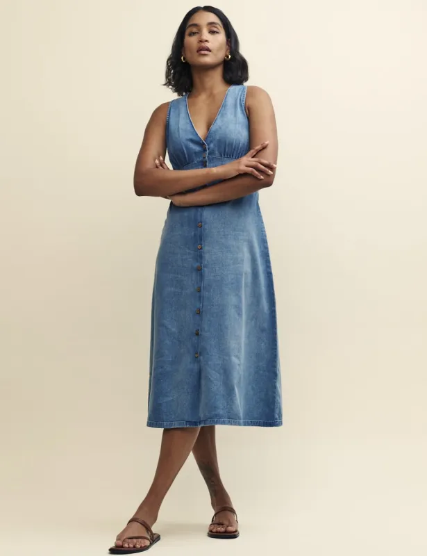 Light Wash Denim Sandra Midi Dress sold by Nobody's Child
