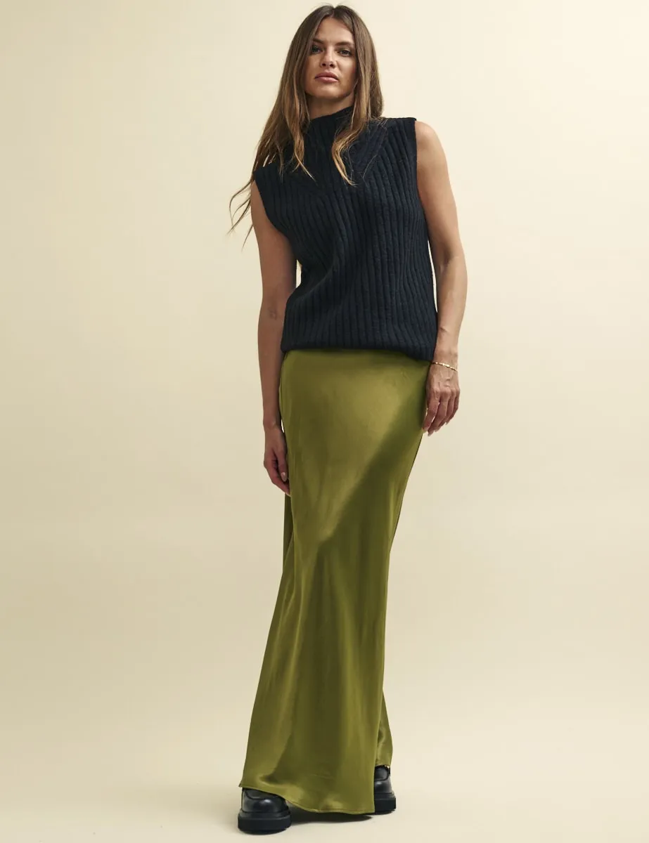 Black Funnel Neck Rib Oversized Knitted Vest sold by Nobody's Child product image thumbnail 2