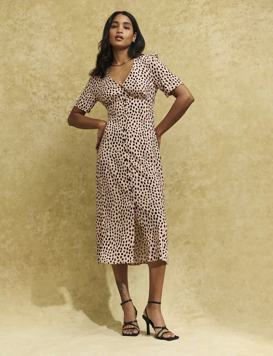 Pale Pink Smudge Alexa Midi Tea Dress sold by Nobody's Child