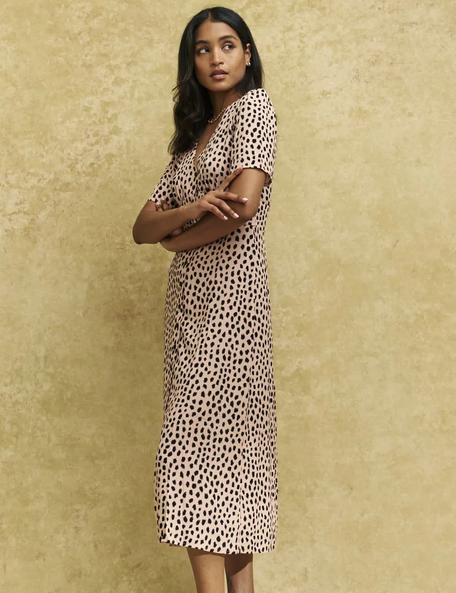 Pale Pink Smudge Alexa Midi Tea Dress sold by Nobody's Child product image thumbnail 2