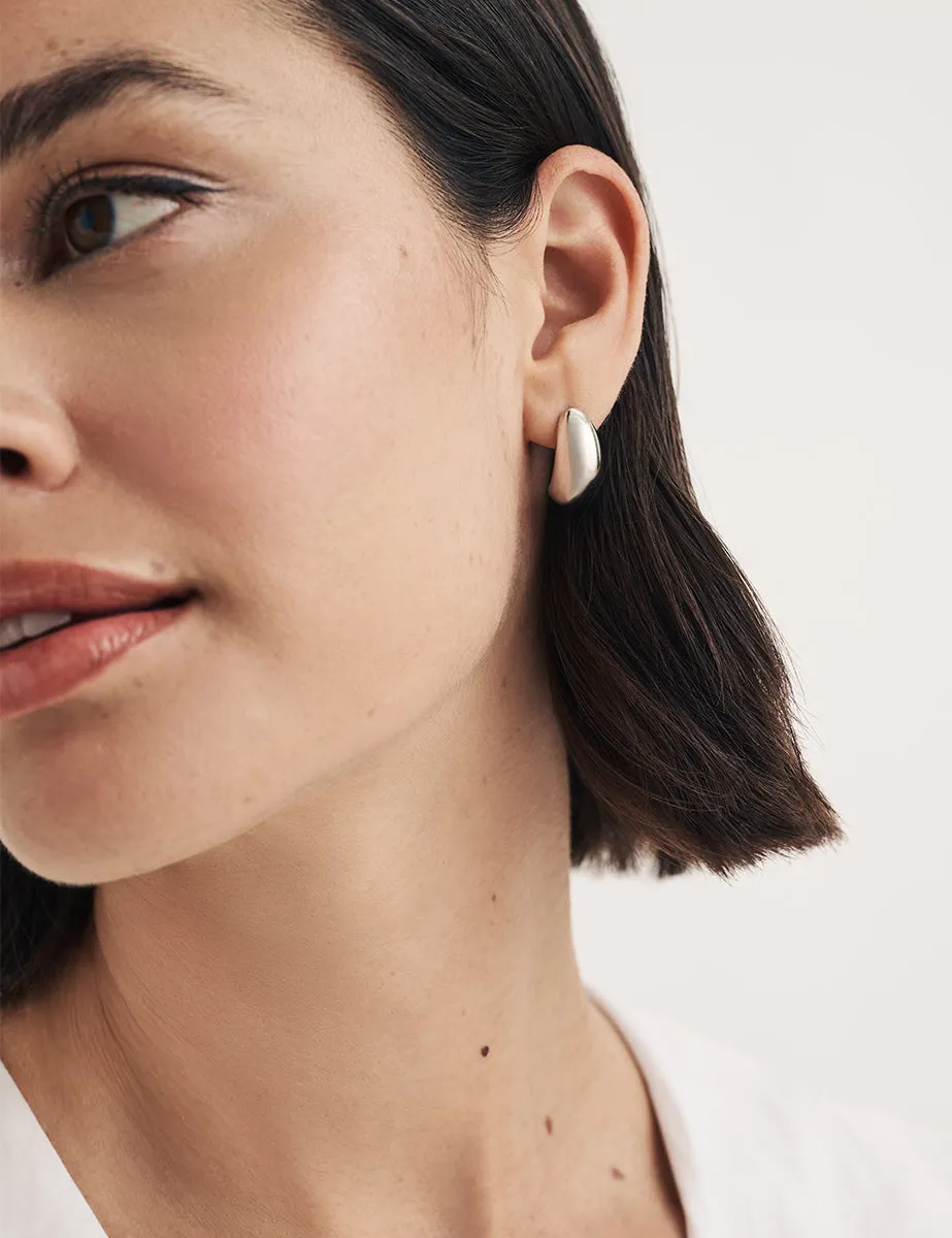 Silver Chunky Half Hoop Earrings sold by Nobody's Child product image thumbnail 3