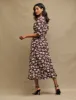 Brown Botanical Print Delilah Midi Tea Dress sold by Nobody's Child