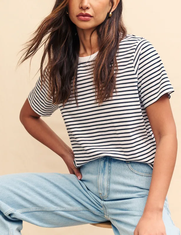 Striped Easy Fit Crew Neck T-shirt sold by Nobody's Child