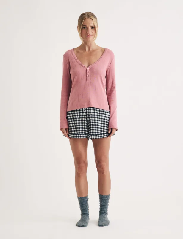 Pink Pointelle Long Sleeve Pyjama Top sold by Nobody's Child