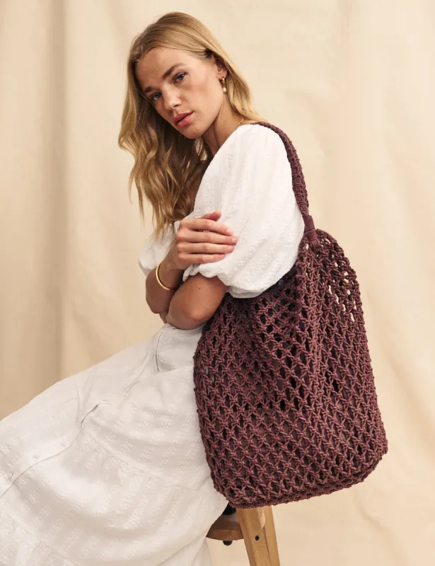 Brown Crochet Tote Bag sold by Nobody's Child