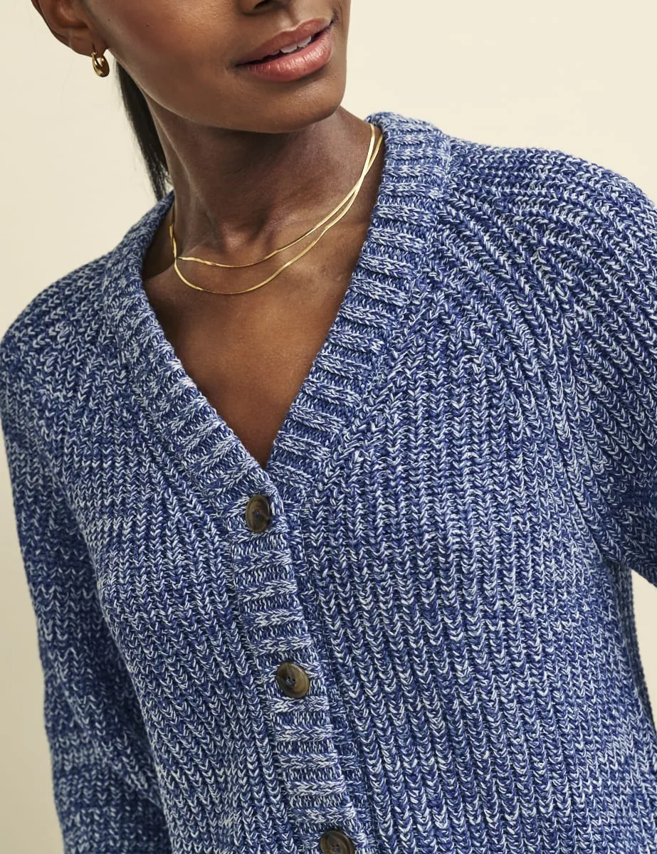 Blue Twisted Yarn Chunky Knit Cardigan sold by Nobody's Child product image thumbnail 3