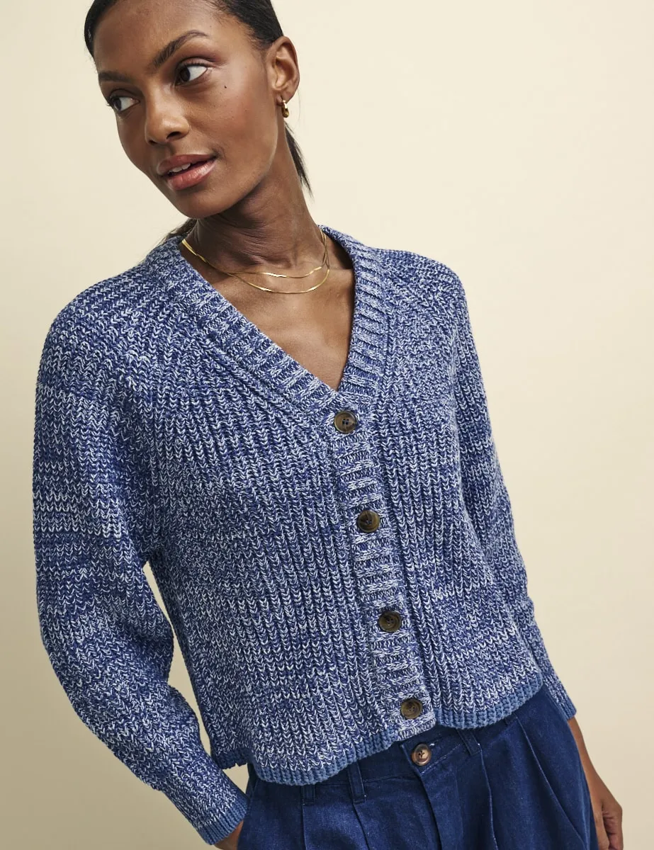 Blue Twisted Yarn Chunky Knit Cardigan sold by Nobody's Child product image thumbnail 2