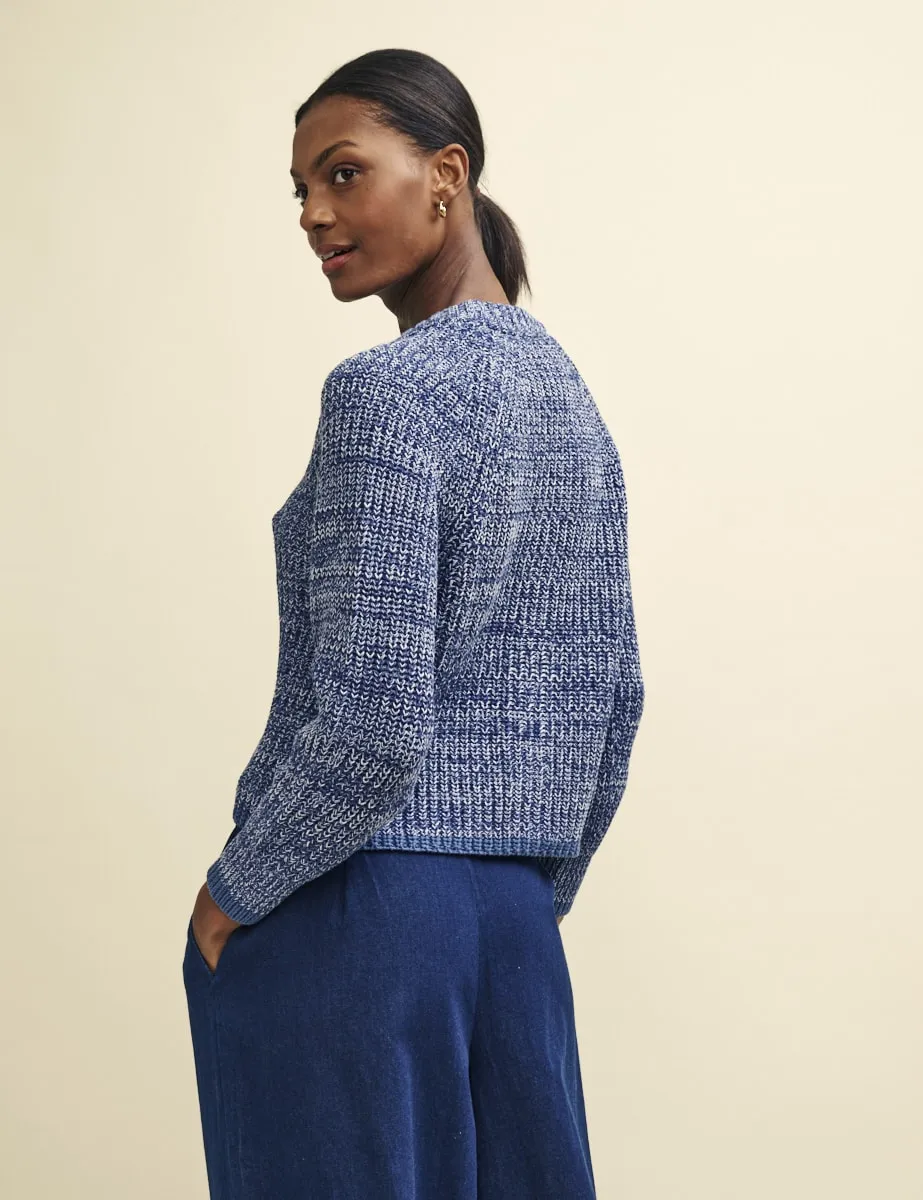 Blue Twisted Yarn Chunky Knit Cardigan sold by Nobody's Child product image thumbnail 4