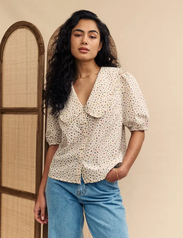 Cream Ditsy Floral Emmie Blouse sold by Nobody's Child