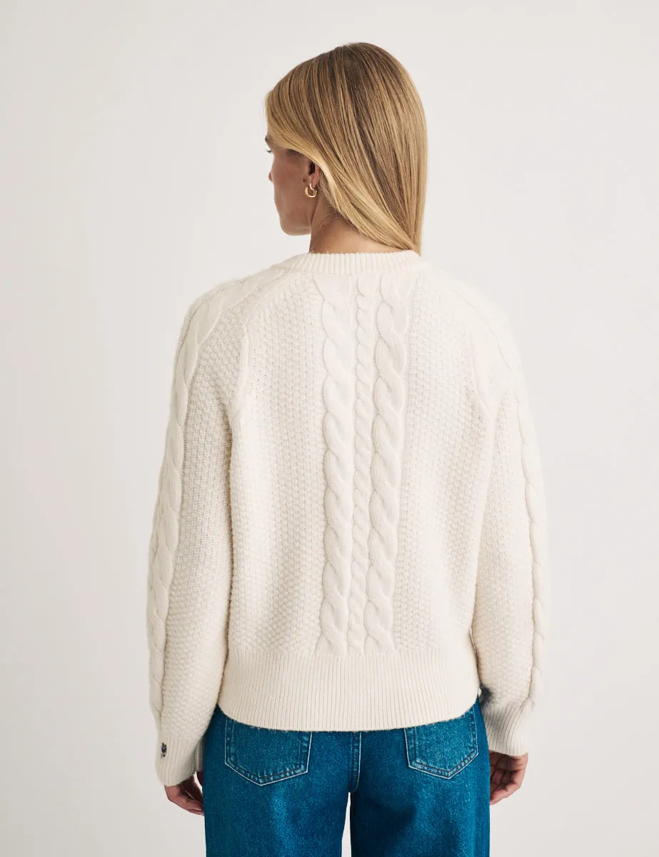 Cream Cable Knitted Cardigan sold by Nobody's Child product image thumbnail 5