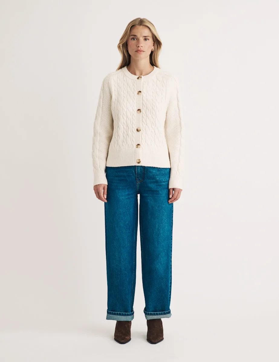 Cream Cable Knitted Cardigan sold by Nobody's Child product image thumbnail 2