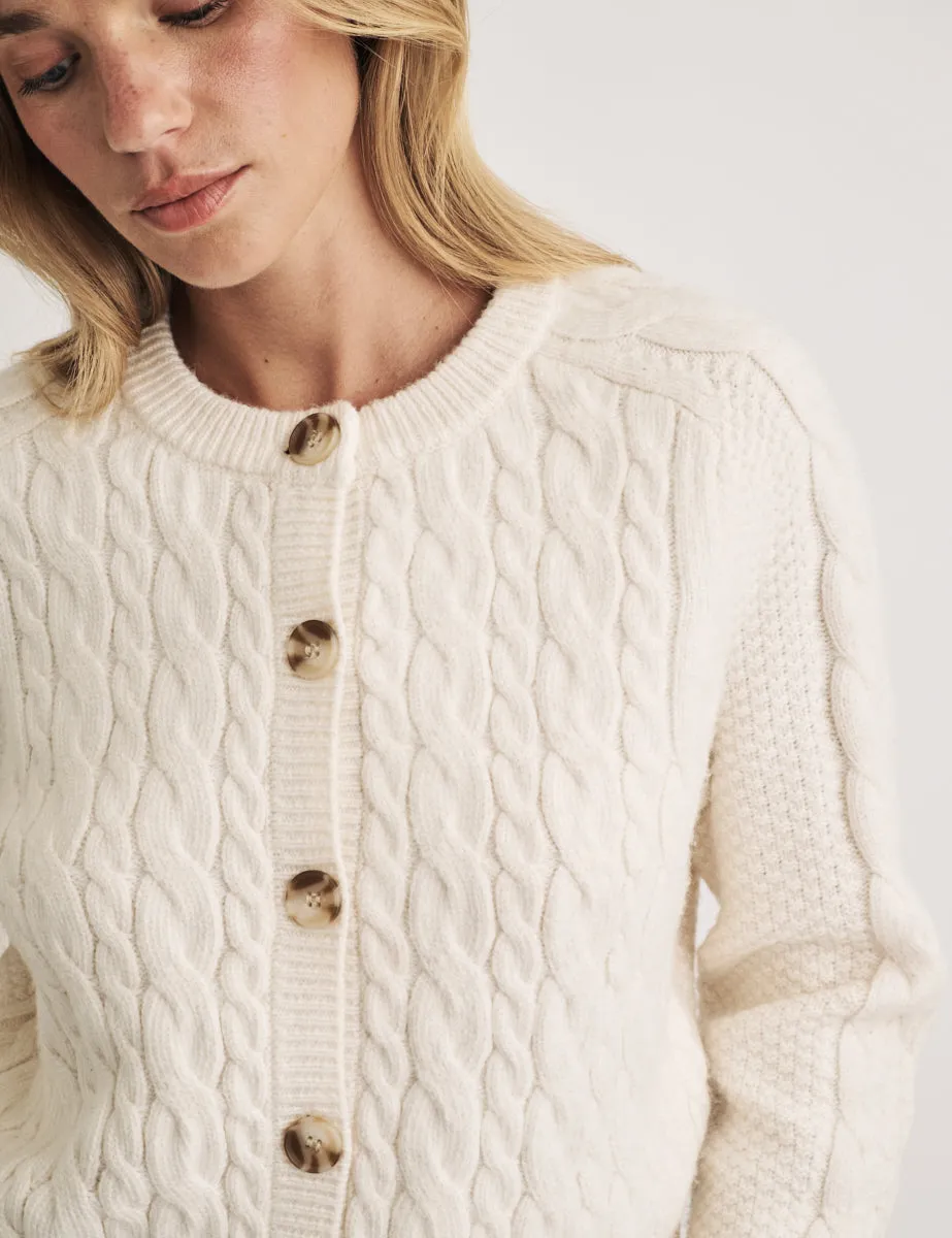 Cream Cable Knitted Cardigan sold by Nobody's Child product image thumbnail 3