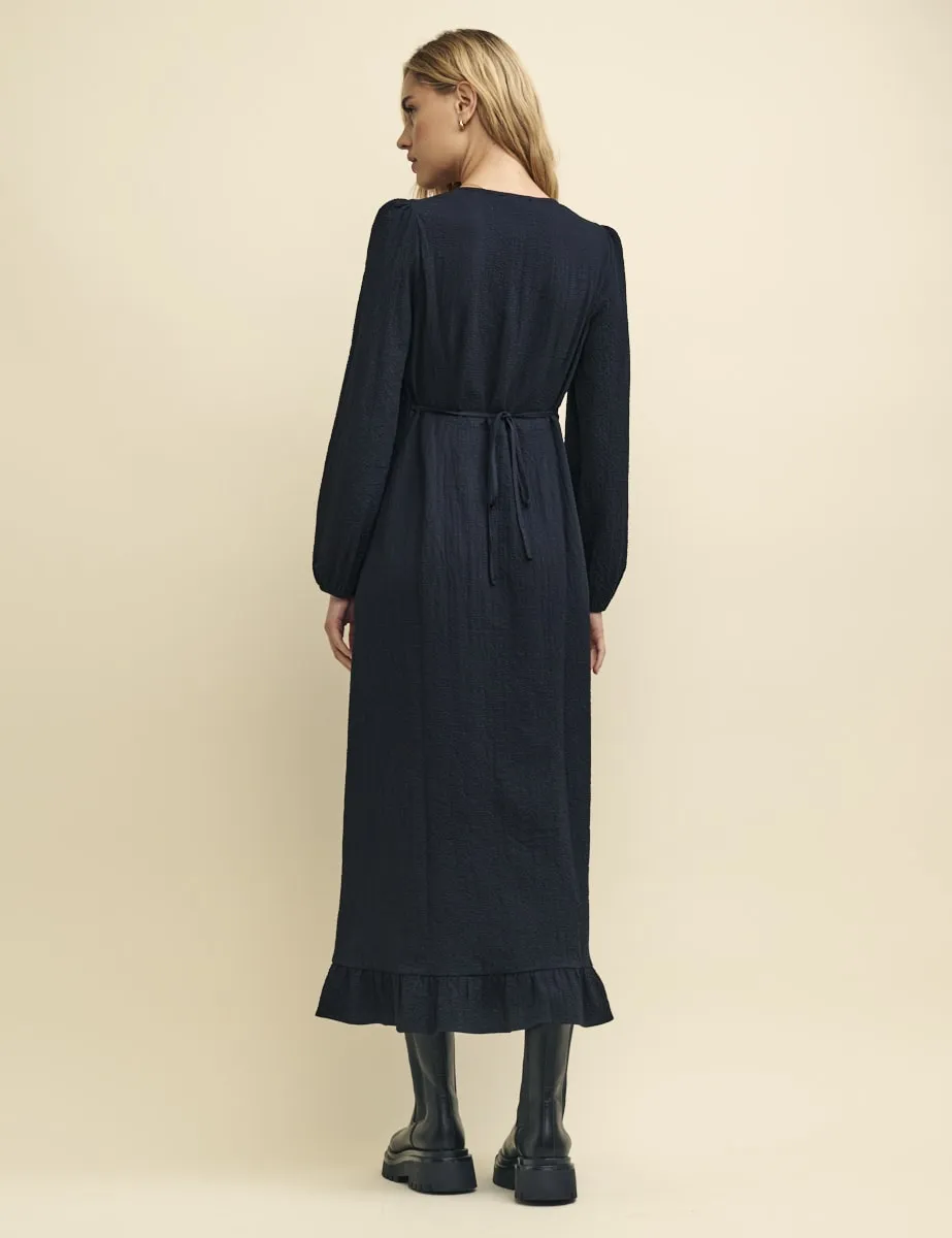 Black Long Sleeve Crinkle Delilah Midi Tea Dress sold by Nobody's Child product image thumbnail 2