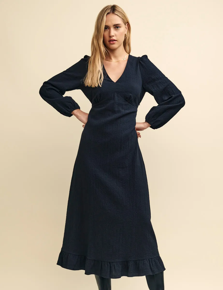 Black Long Sleeve Crinkle Delilah Midi Tea Dress sold by Nobody's Child product image thumbnail 3