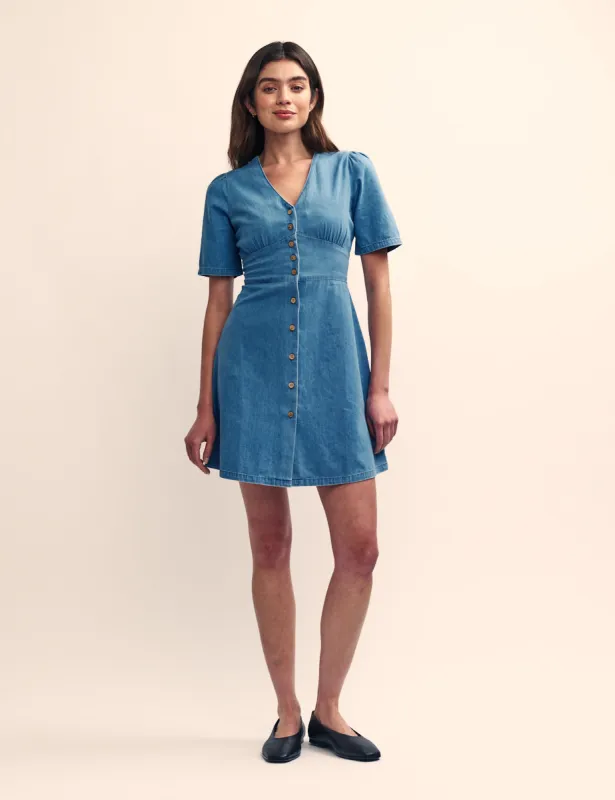 Mid Wash Denim Alexa Mini Dress sold by Nobody's Child