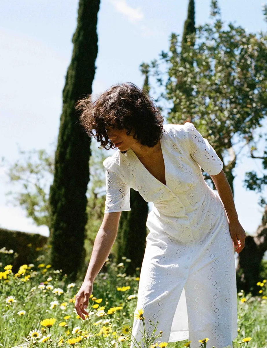 White Alexa Broderie Midi Dress sold by Nobody's Child product image thumbnail 2