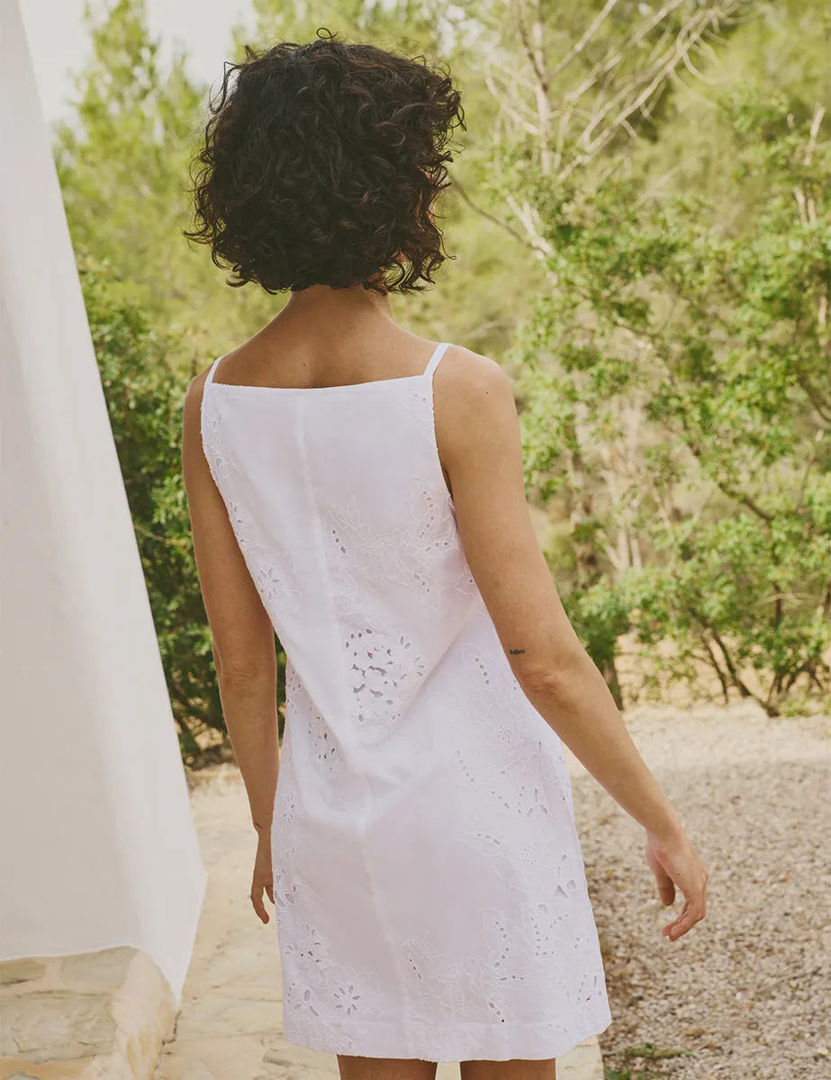 White Broderie Anglaise Shift Caterina Mini Dress sold by Nobody's Child product image thumbnail 4