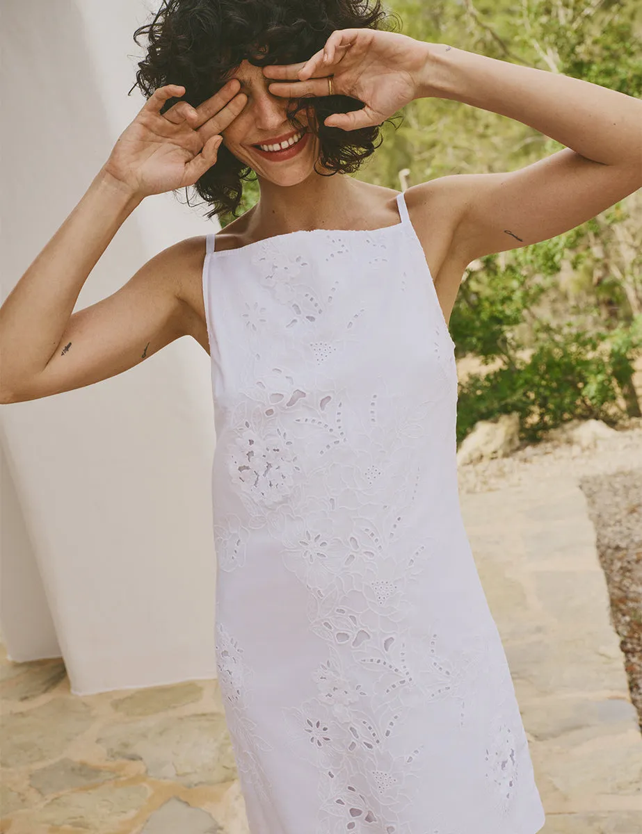 White Broderie Anglaise Shift Caterina Mini Dress sold by Nobody's Child product image thumbnail 2