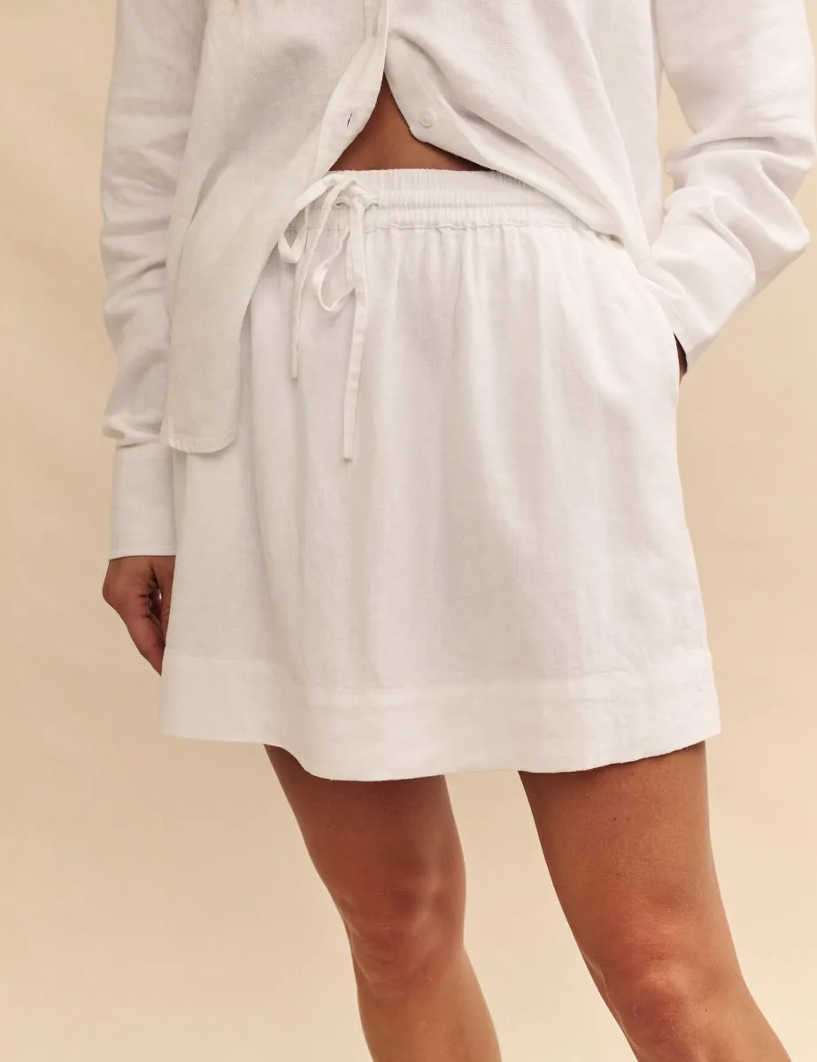 White Linen-blend Mini Skirt sold by Nobody's Child product image thumbnail 2