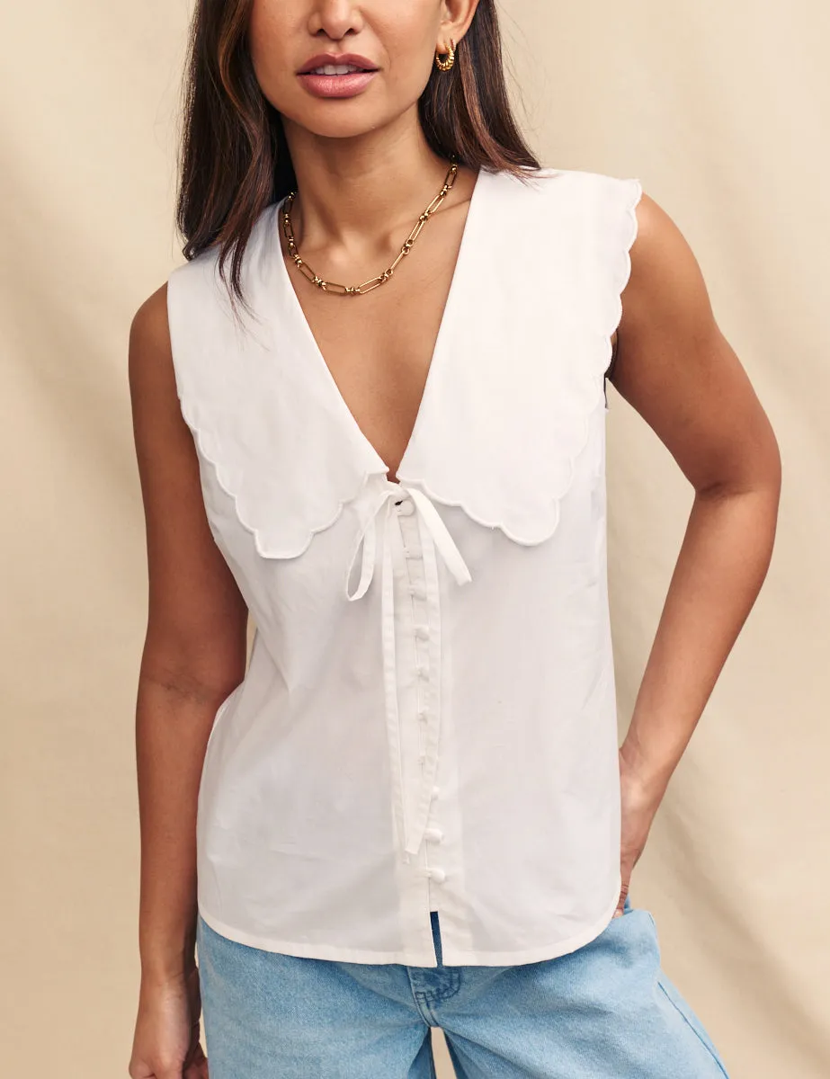 White Sleeveless Birdie Blouse sold by Nobody's Child