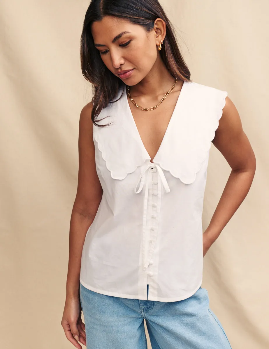 White Sleeveless Birdie Blouse sold by Nobody's Child product image thumbnail 3