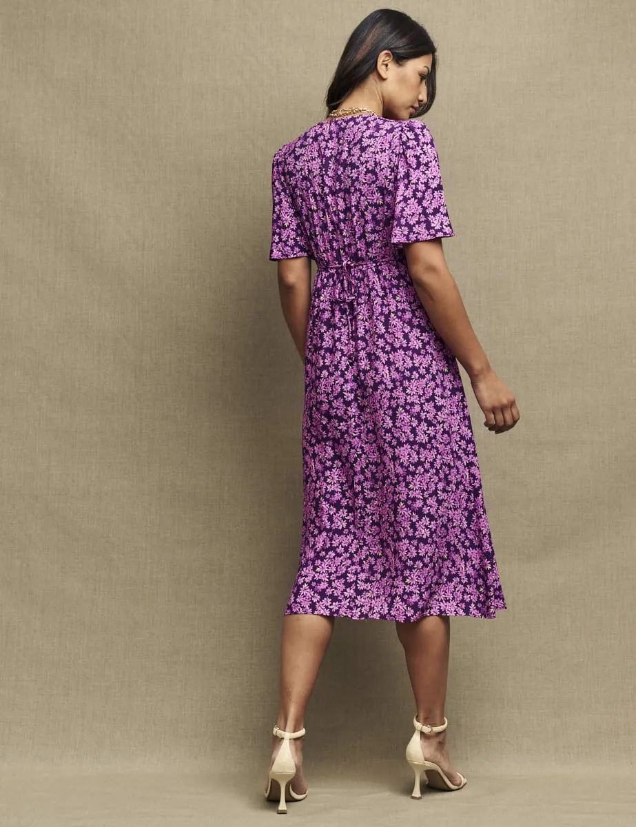 Purple Floral Dee Dee Midi Dress sold by Nobody's Child product image thumbnail 4