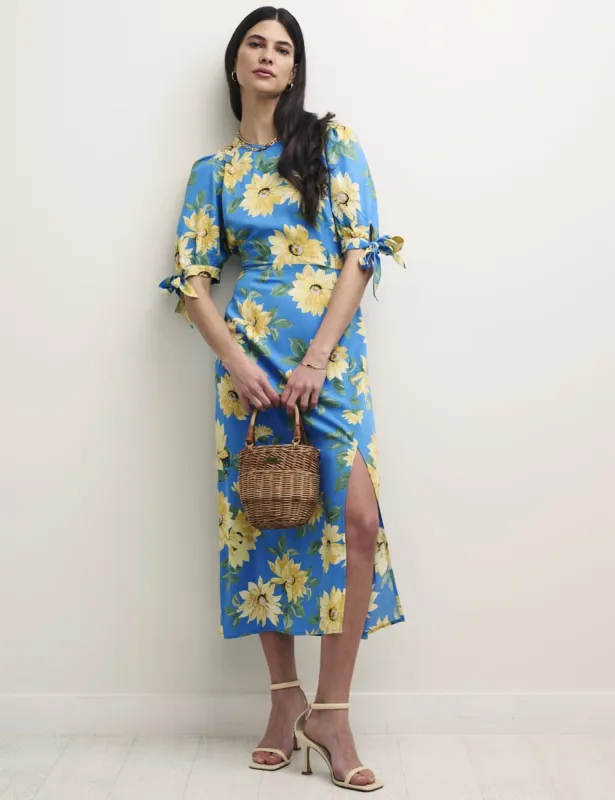Blue Sunflower Print Esme Midi Dress sold by Nobody's Child