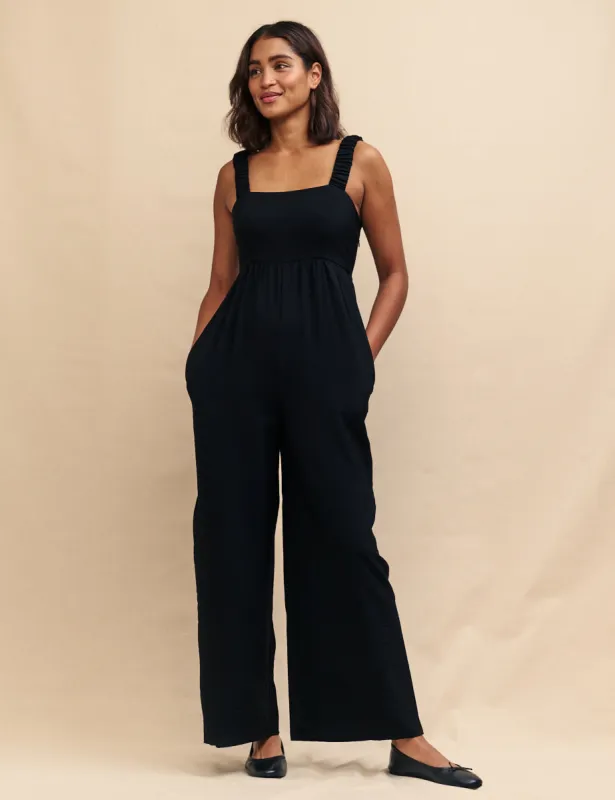 Black Ruffle Strap Sleeveless Jumpsuit sold by Nobody's Child