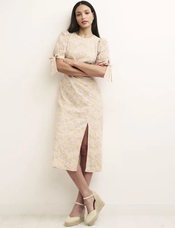 Cream Floral Esme Broderie Midi Dress sold by Nobody's Child