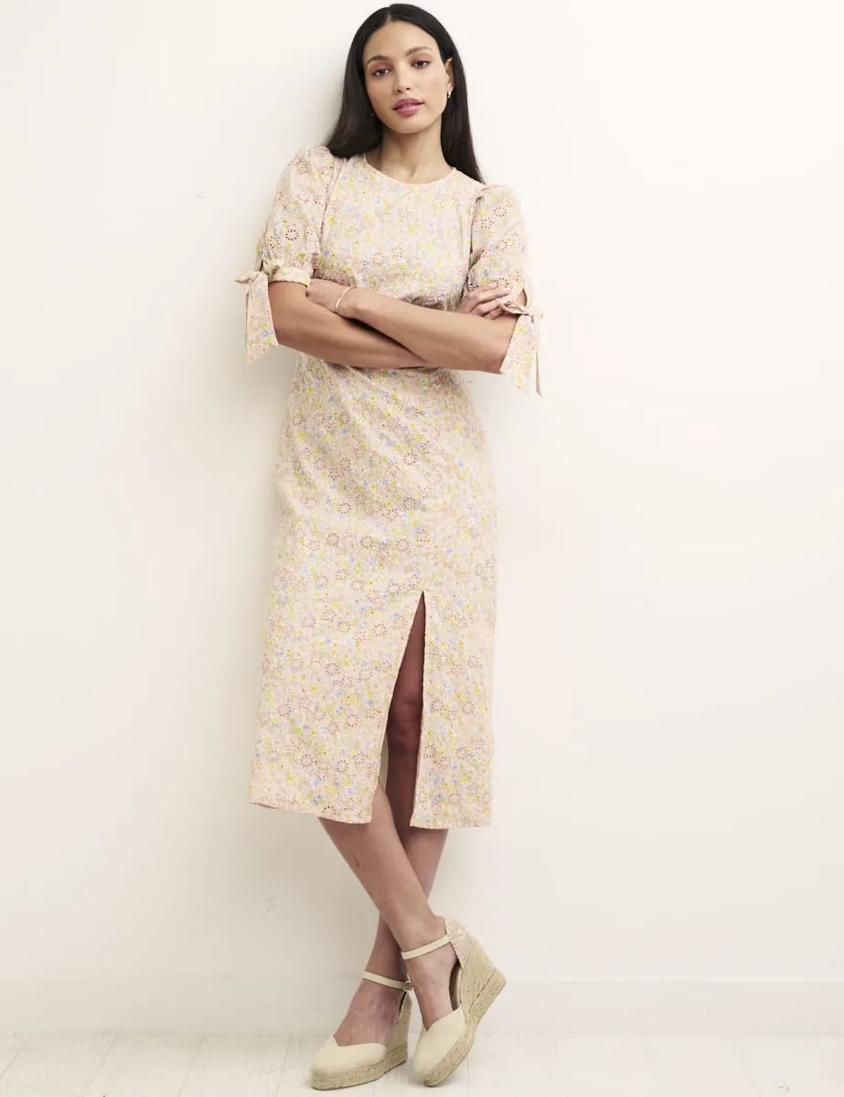 Cream Floral Esme Broderie Midi Dress sold by Nobody's Child