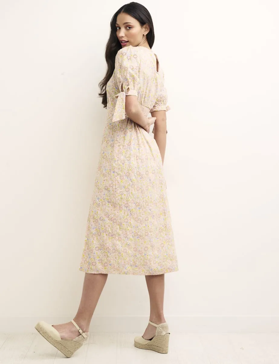 Cream Floral Esme Broderie Midi Dress sold by Nobody's Child product image thumbnail 3