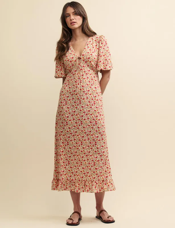 Cream Wildflower Printed Dalia Midi Dress sold by Nobody's Child
