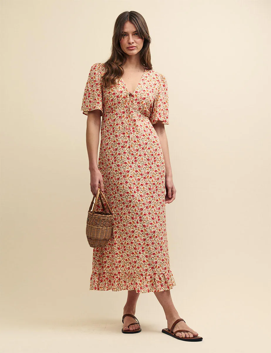 Cream Wildflower Printed Dalia Midi Dress sold by Nobody's Child product image thumbnail 3