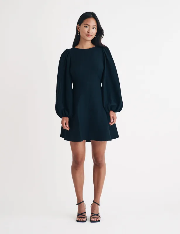 Black Balloon Sleeve Zola Mini Dress sold by Nobody's Child